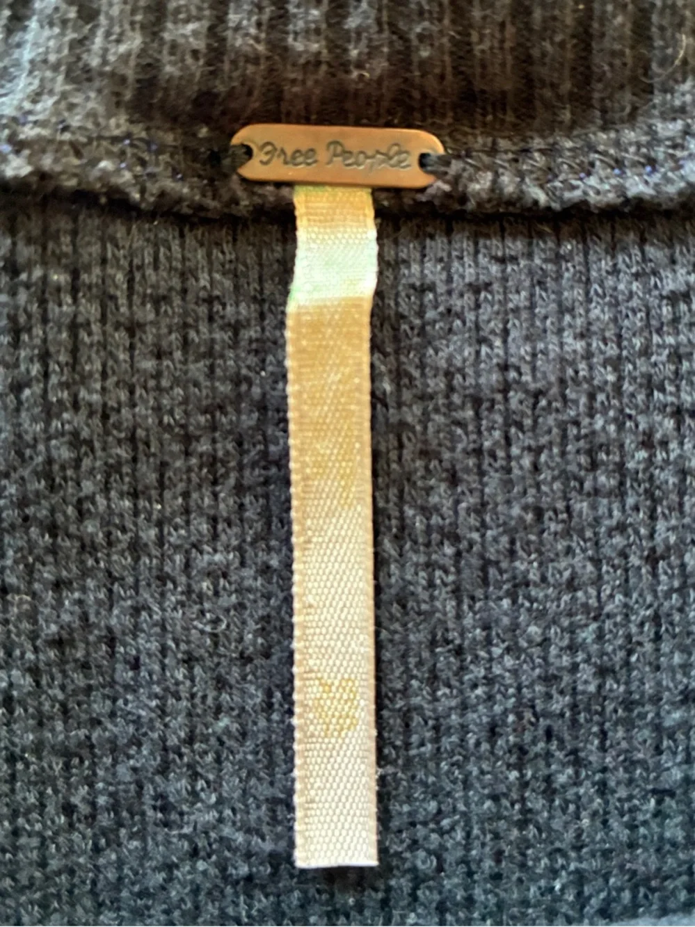 Free People In The Mix Cuff Thermal Midnight Blue Cotton Blend Top Size XS